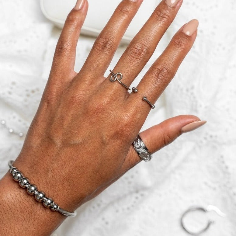 Bracelete Anti-stress Ajustável Esferas - Prata