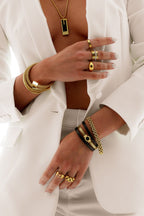 Bracelete Hera Pedra Onix Banhado em Ouro 18K
