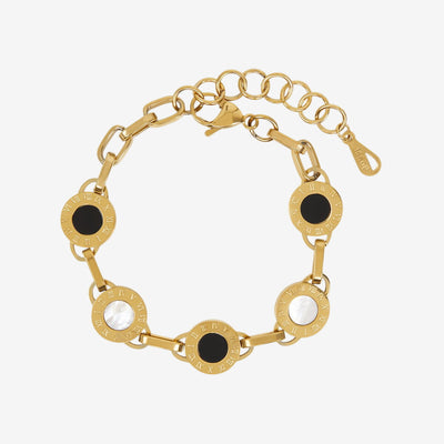 Bracelete Milão Ônix Banhado em Ouro 18K