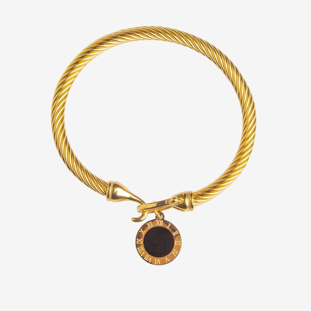 Bracelete Amuleto Ônix Banhado em Ouro 18K