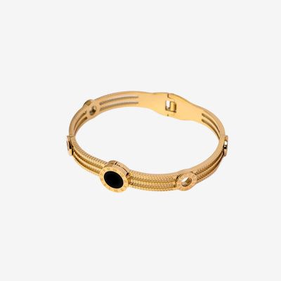 Bracelete Trindade Onix Banhado em Ouro 18K