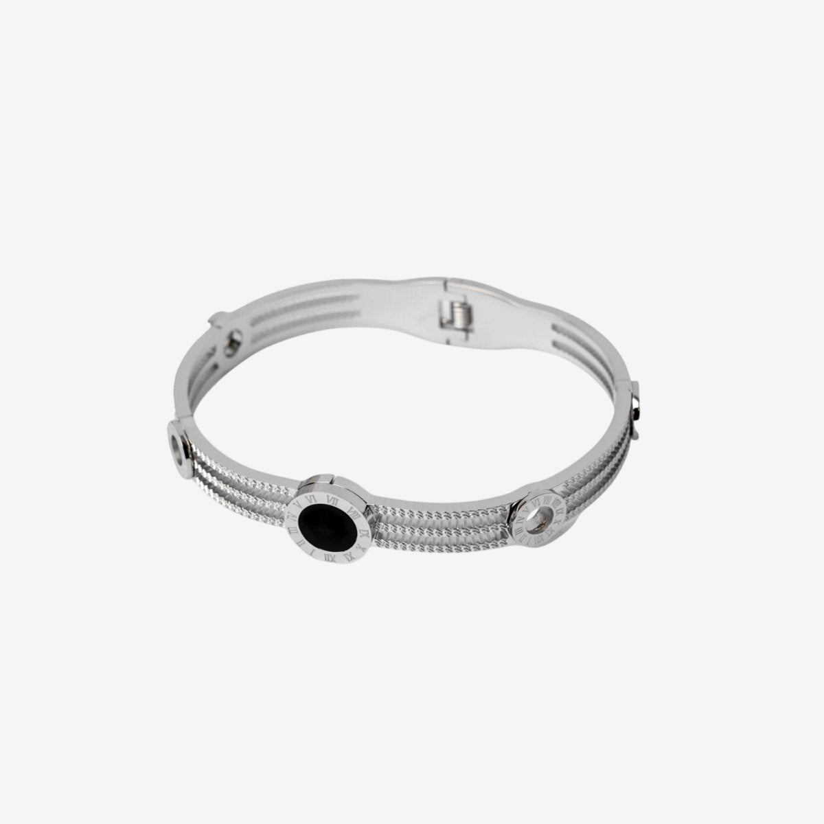 Bracelete Trindade Onix - Prata
