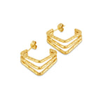 Brinco Amelie Triplo Divisões Banhado em Ouro 18K