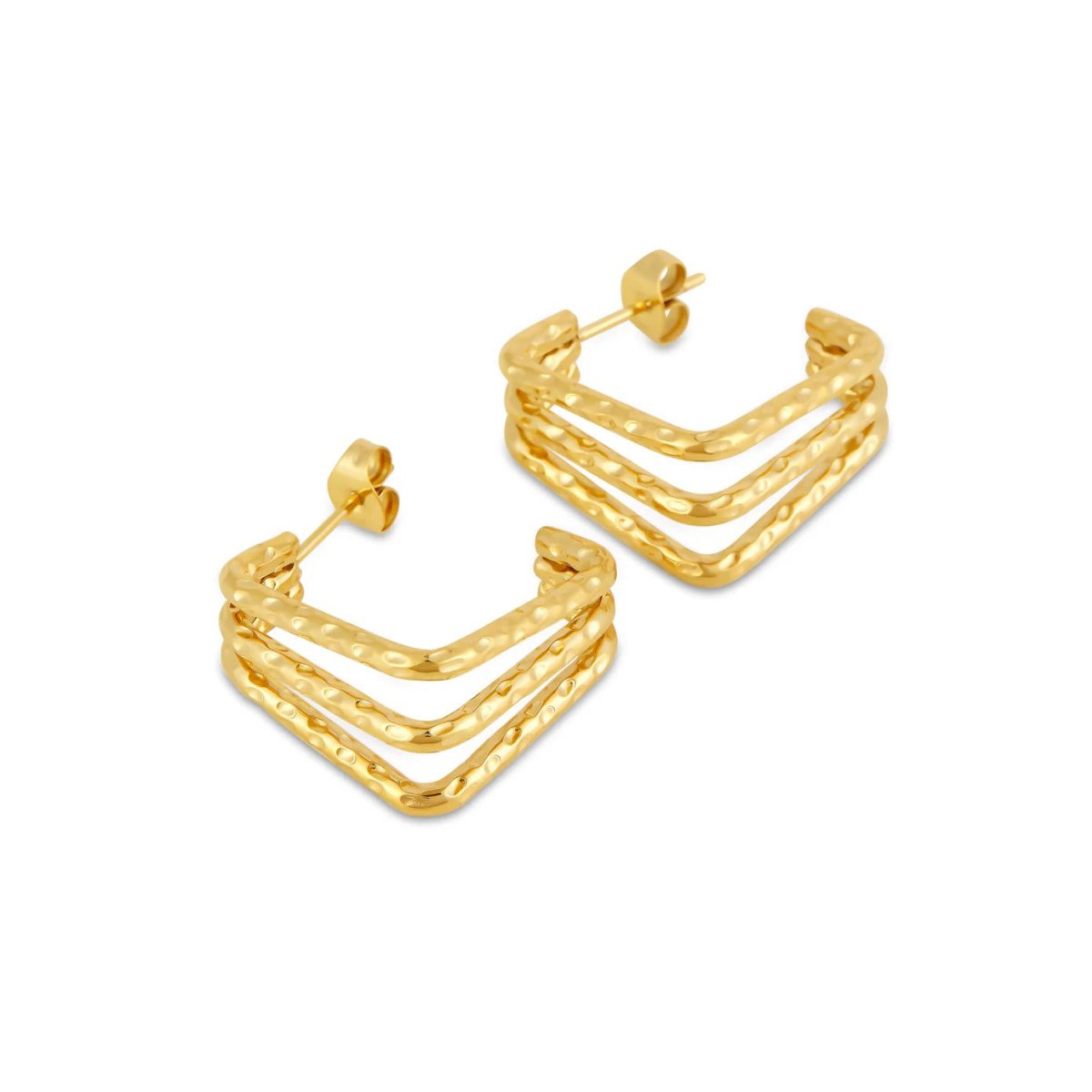 Brinco Amelie Triplo Divisões Banhado em Ouro 18K