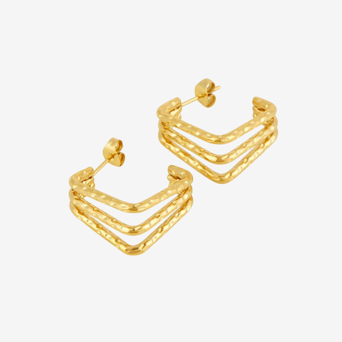 Brinco Riviera Triplo Banhado em Ouro 18K