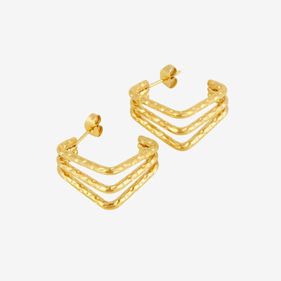 Brinco Riviera Triplo Banhado em Ouro 18K