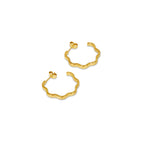 Brinco Argola Wavy Texture Banhado em Ouro 18k
