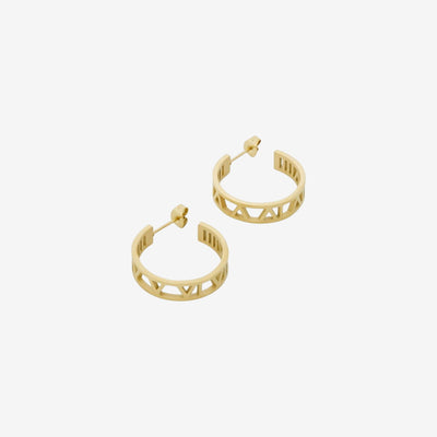 Brinco Numeral Argola Romano Banhado em Ouro 18K