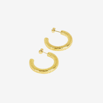 Brinco Textura Argola Banhado em Ouro 18K