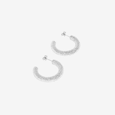 Brinco Textura Argola - Prata