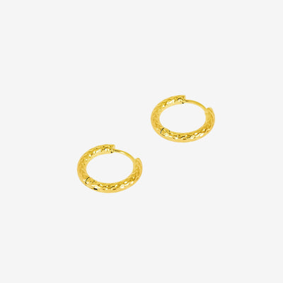 Brinco Texturizado Argola Banhado em Ouro 18K