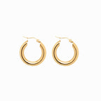 Brinco de Argola Tubo Lele M Banhado em Ouro 18K