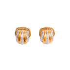 Brinco Dome Cristal com Mix de Banhos Dourado e Prata