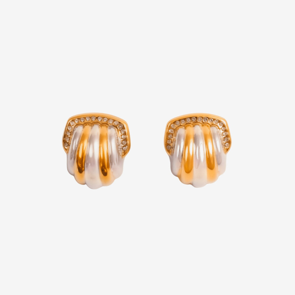 Brinco Dome Cristal com Mix de Banhos Dourado e Prata