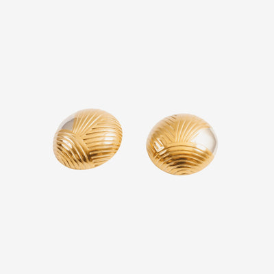 Brinco Esfera Texturizada com Mix de Banhos Dourado e Prata