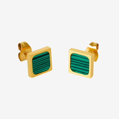 Brinco Jade Geométrico Banhado em Ouro 18K