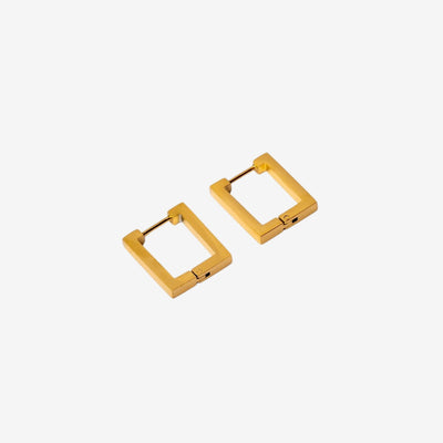 Brinco Madeira Argola Quadrada Banhado em Ouro 18K