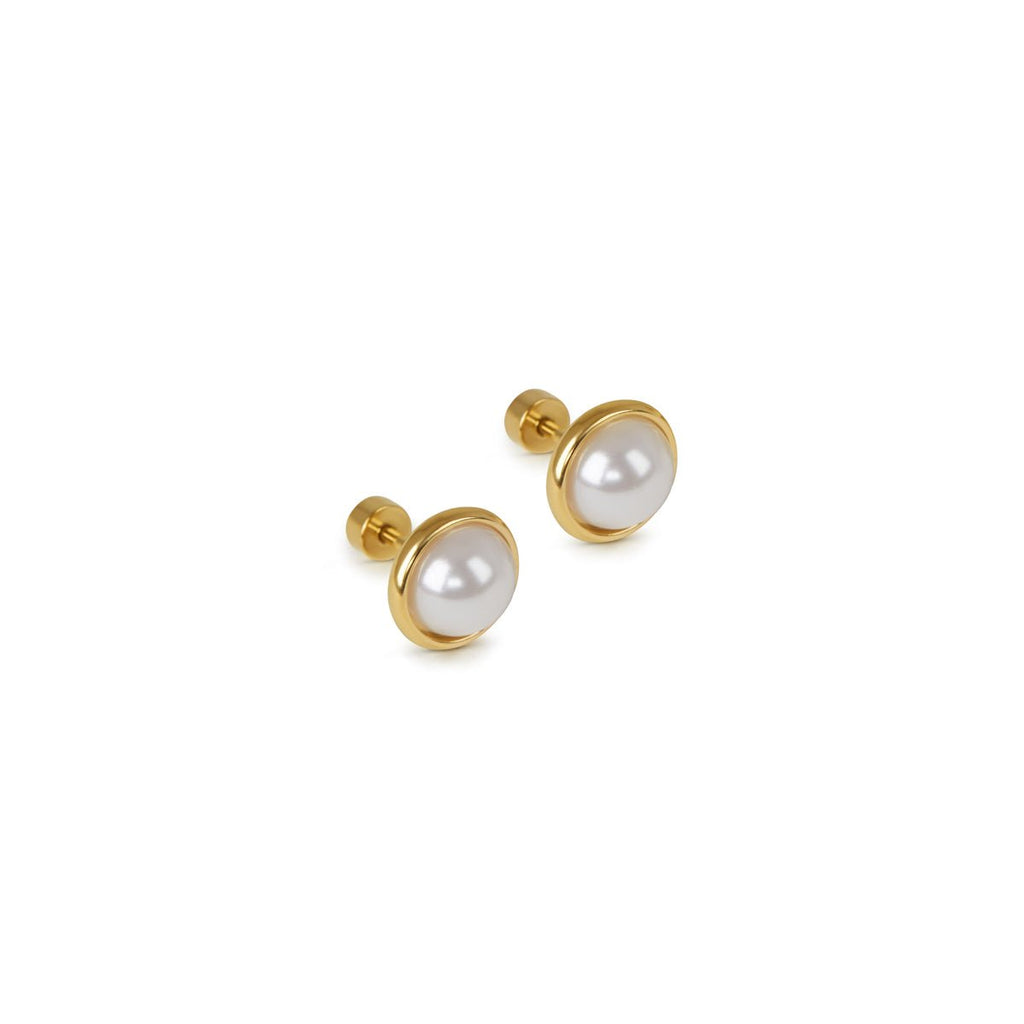 Brinco Pérola Solitária Banhado em Ouro 18K