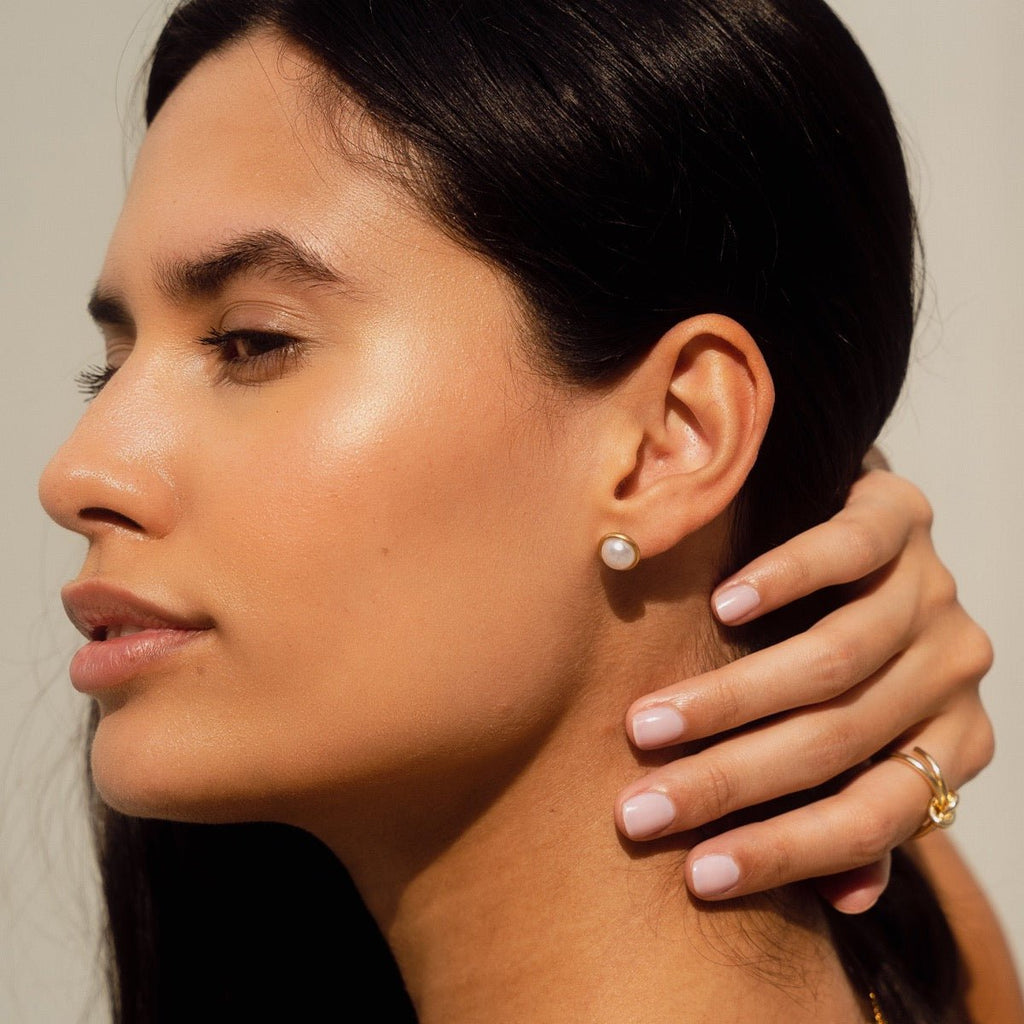 Brinco Pérola Solitária Banhado em Ouro 18K