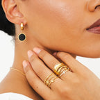 Brinco Pingente Noir Banhado em Ouro 18k