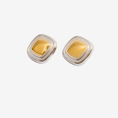 Brinco Lumière Square com Mix de Banhos Dourado e Prata