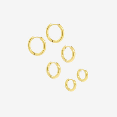 Brinco Trio Argolas Banhado em Ouro 18K