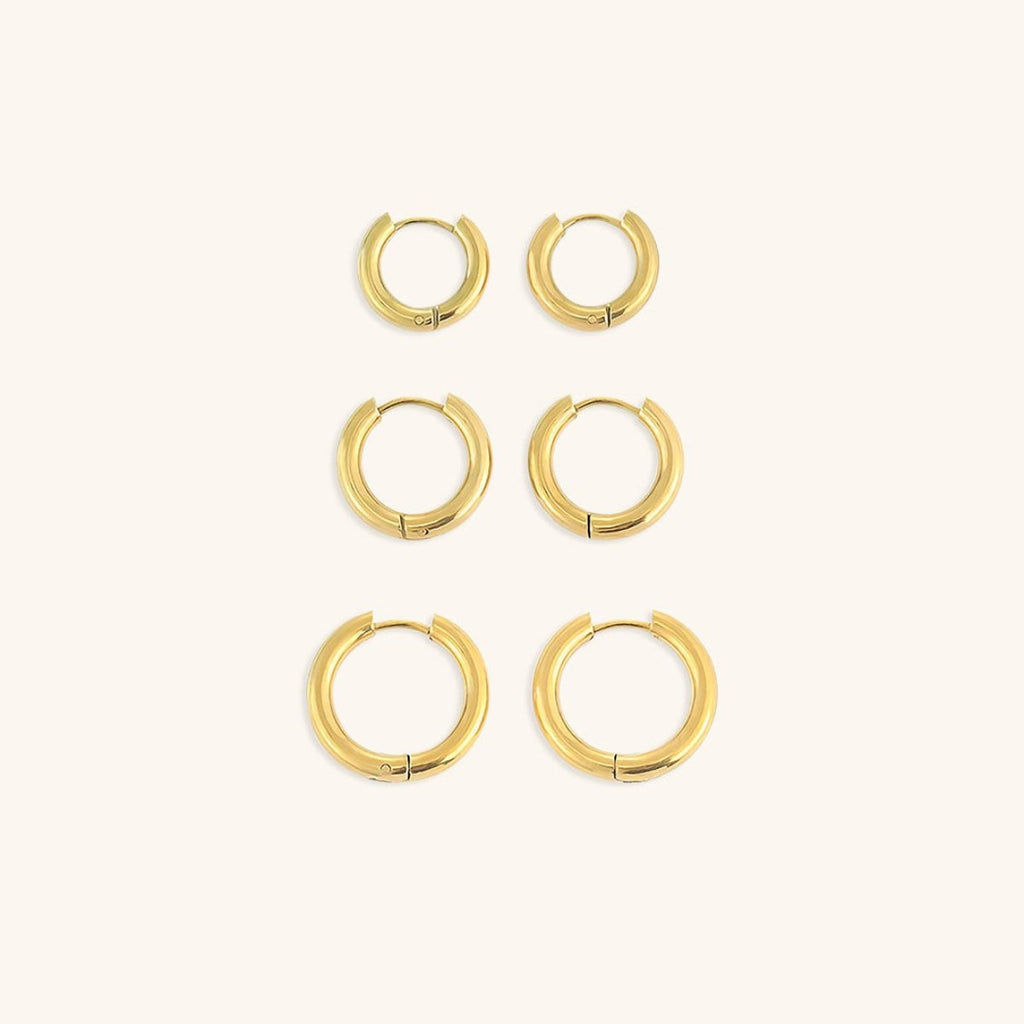 Brinco Trio de Argolas Banhado em Ouro 18K