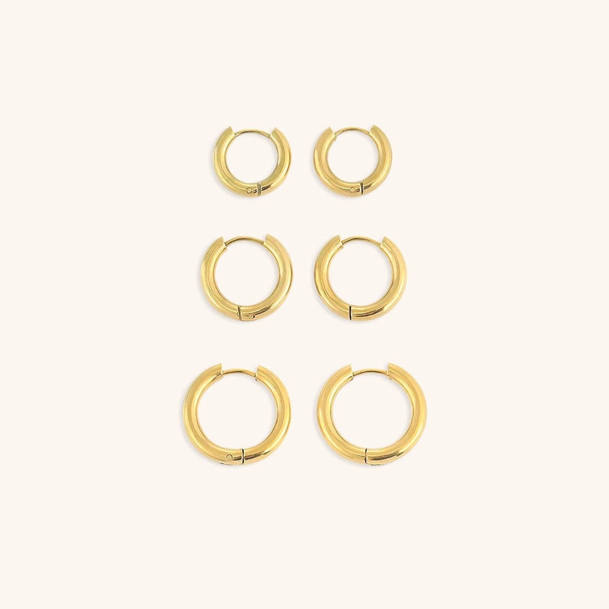 Brinco Trio de Argolas Banhado em Ouro 18K