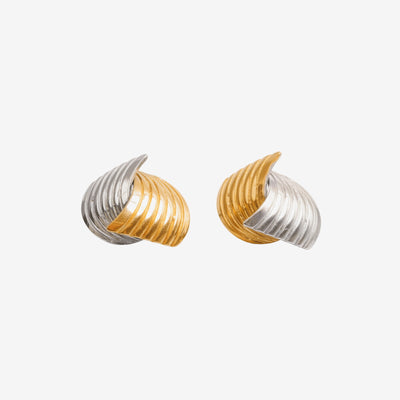 Brinco Wave Motion com Mix de Banhos Dourado e Prata