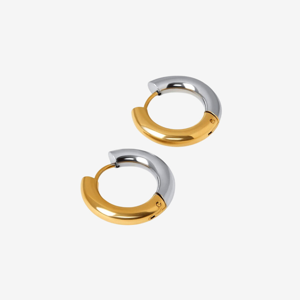 Brincos Contraste Argola Banhado em Ouro 18K