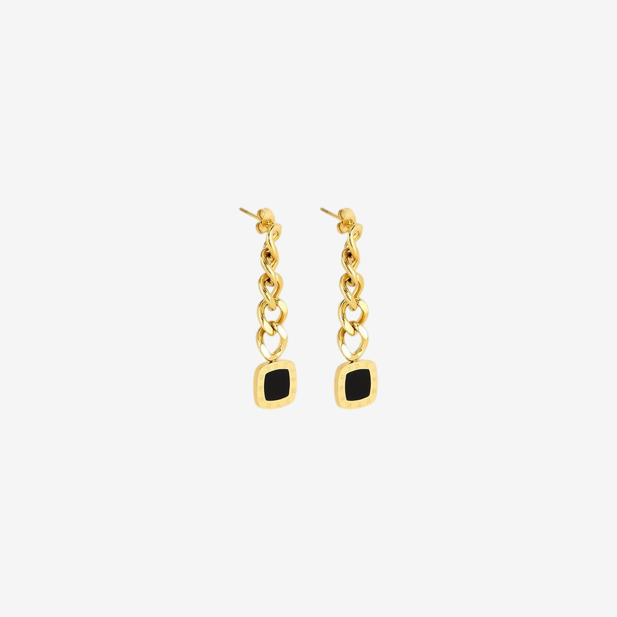 Brincos Sorrento Pendentes Ônix Banhado em Ouro 18K