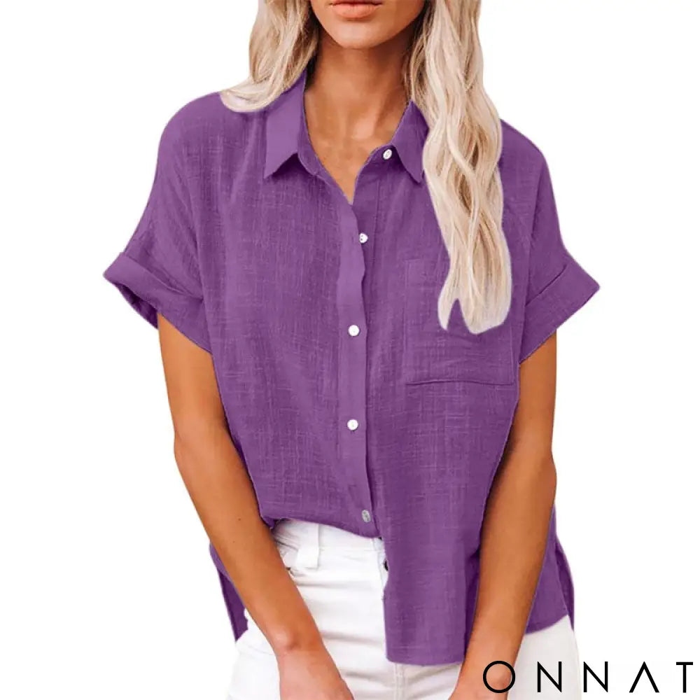 Camisa Oversized Linho Breeze Roxo / P Tops
