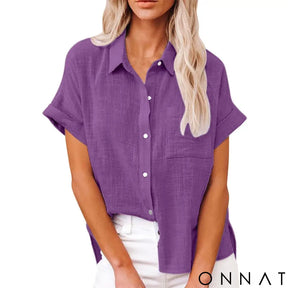 Camisa Oversized Linho Breeze Roxo / P Tops
