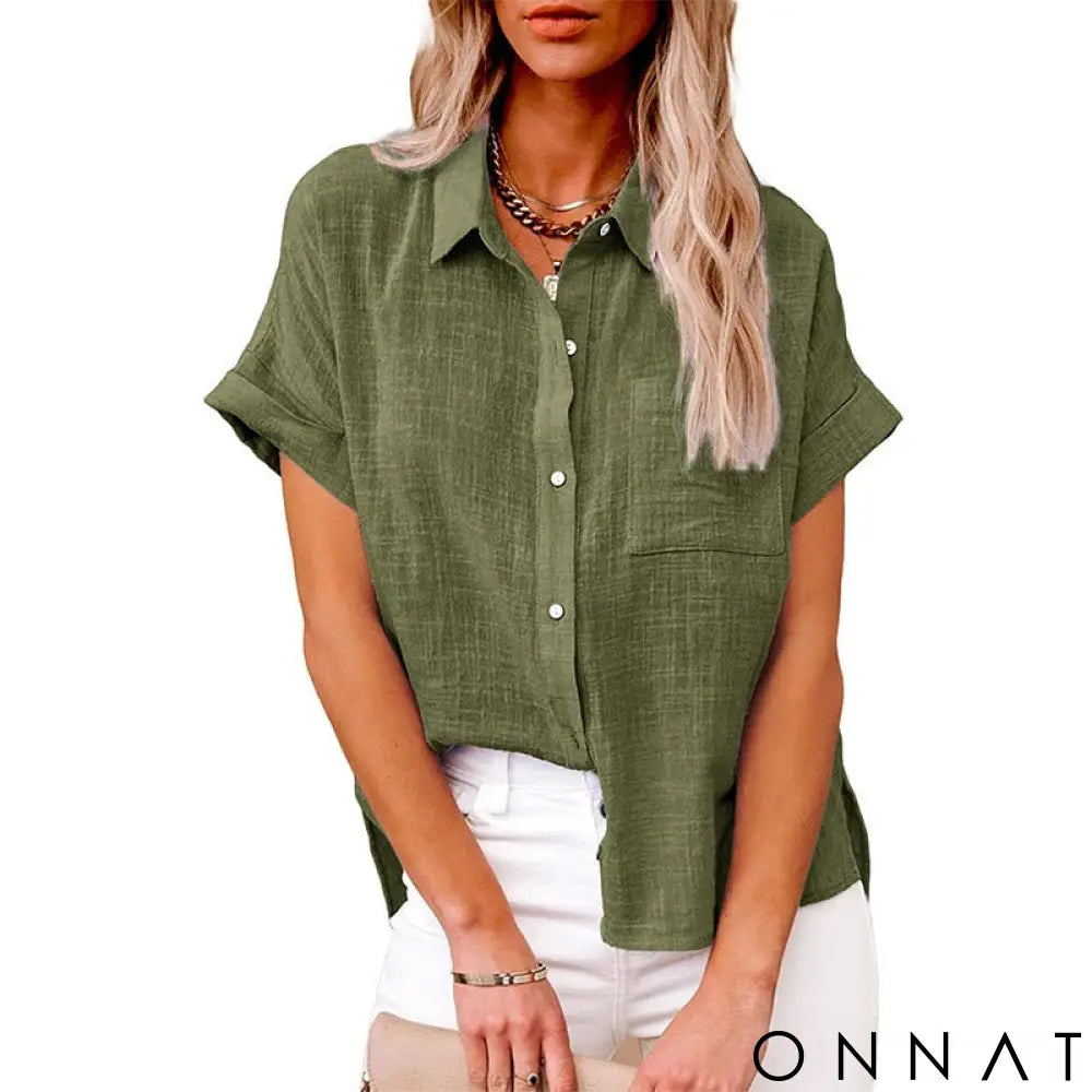 Camisa Oversized Linho Breeze Verde Militar / P Tops
