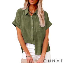 Camisa Oversized Linho Breeze Verde Militar / P Tops