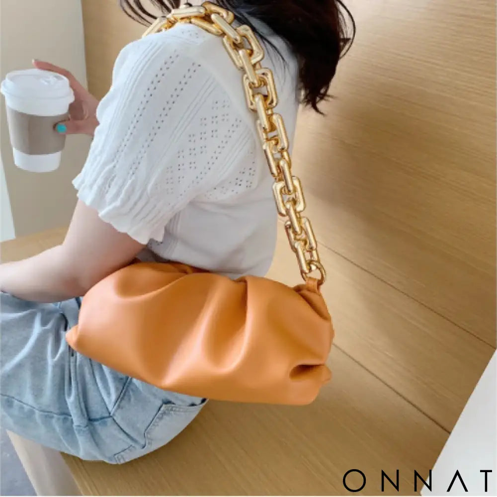 Chain Leather Pouch Womens Handbag Jewelry