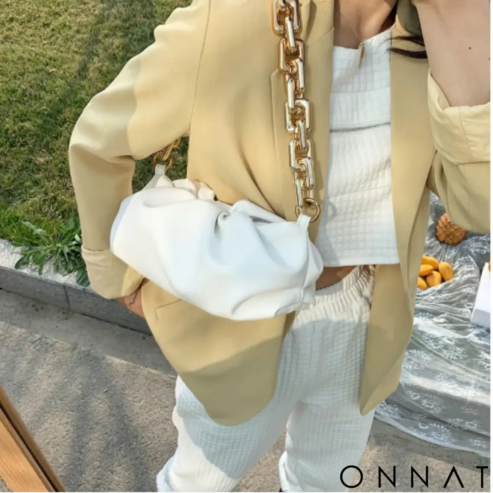 Chain Leather Pouch Womens Handbag Jewelry