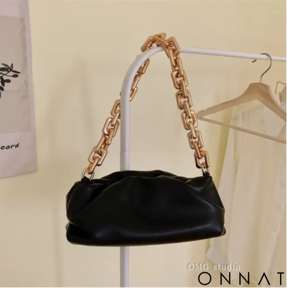 Chain Leather Pouch Womens Handbag Jewelry