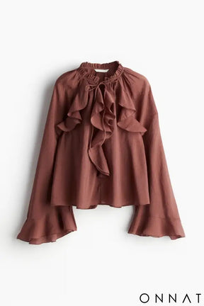 Blusa Boho Fluidos de Charme Marrom / P Tops