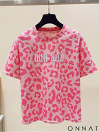 2024 new summer leopard print short sleeved t-shirt for women loose round neck fashionable and chic top trend