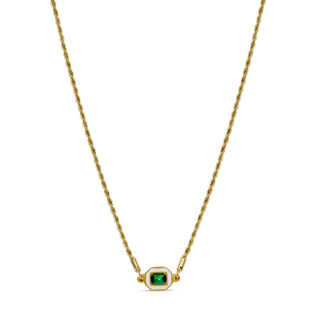 Colar Estoril Esmeralda Banhado em Ouro 18K