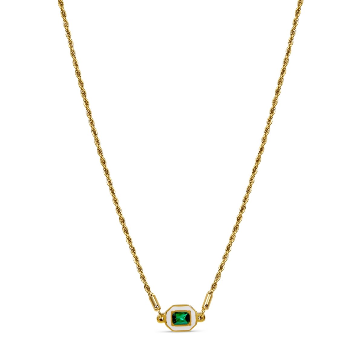 Colar Estoril Esmeralda Banhado em Ouro 18K