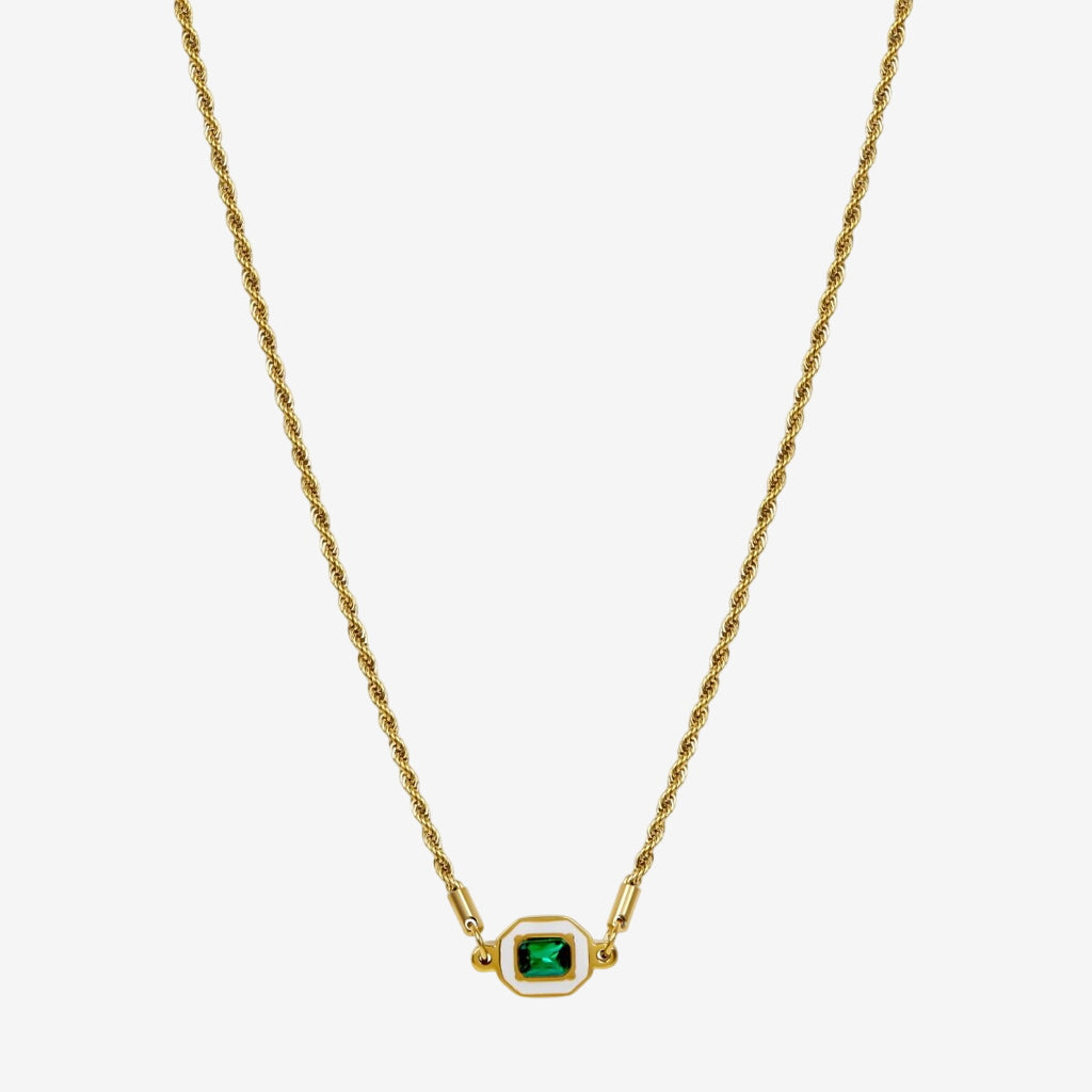 Colar Estoril Esmeralda Banhado em Ouro 18K
