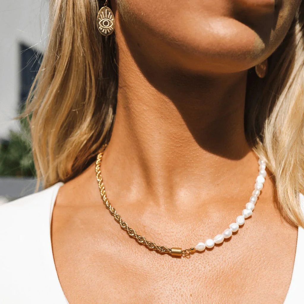 Colar Bahia Com Pérolas Banhado em Ouro 18k