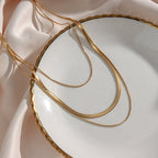 Colar Selene Trio Camadas Malha Banhado em Ouro 18K