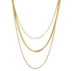 Colar Selene Trio Camadas Malha Banhado em Ouro 18K
