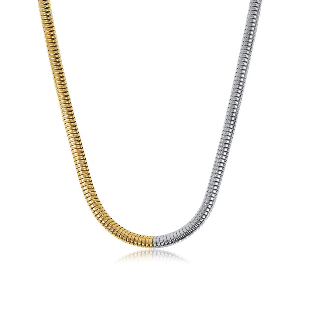 Colar Naxos Contraste Malha Banhado em Ouro 18K