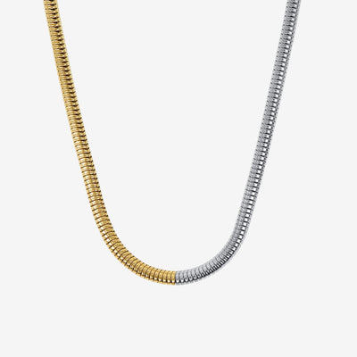 Colar Naxos Contraste Malha Banhado em Ouro 18K