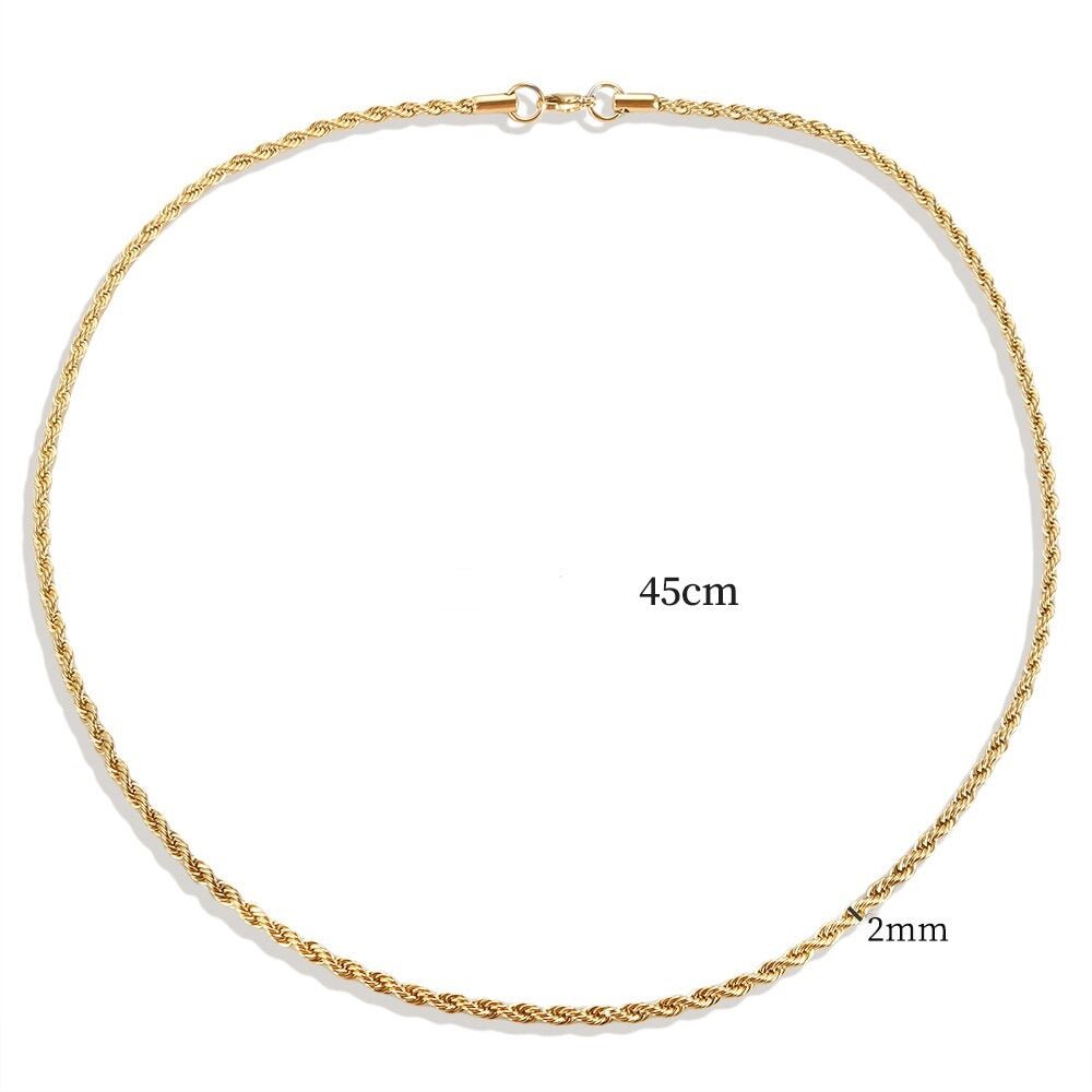 Colar Salvador Cordão Baiano Fino 2mm Banhado em Ouro 18k