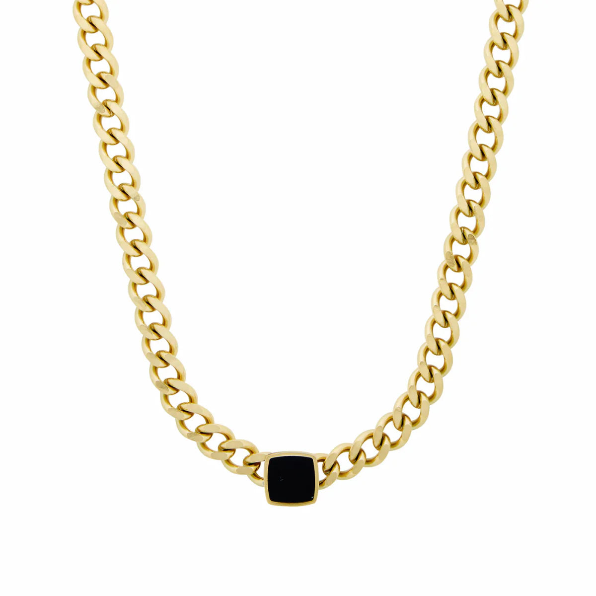 Colar Zanzibar Pedra Ônix Banhado em Ouro 18K
